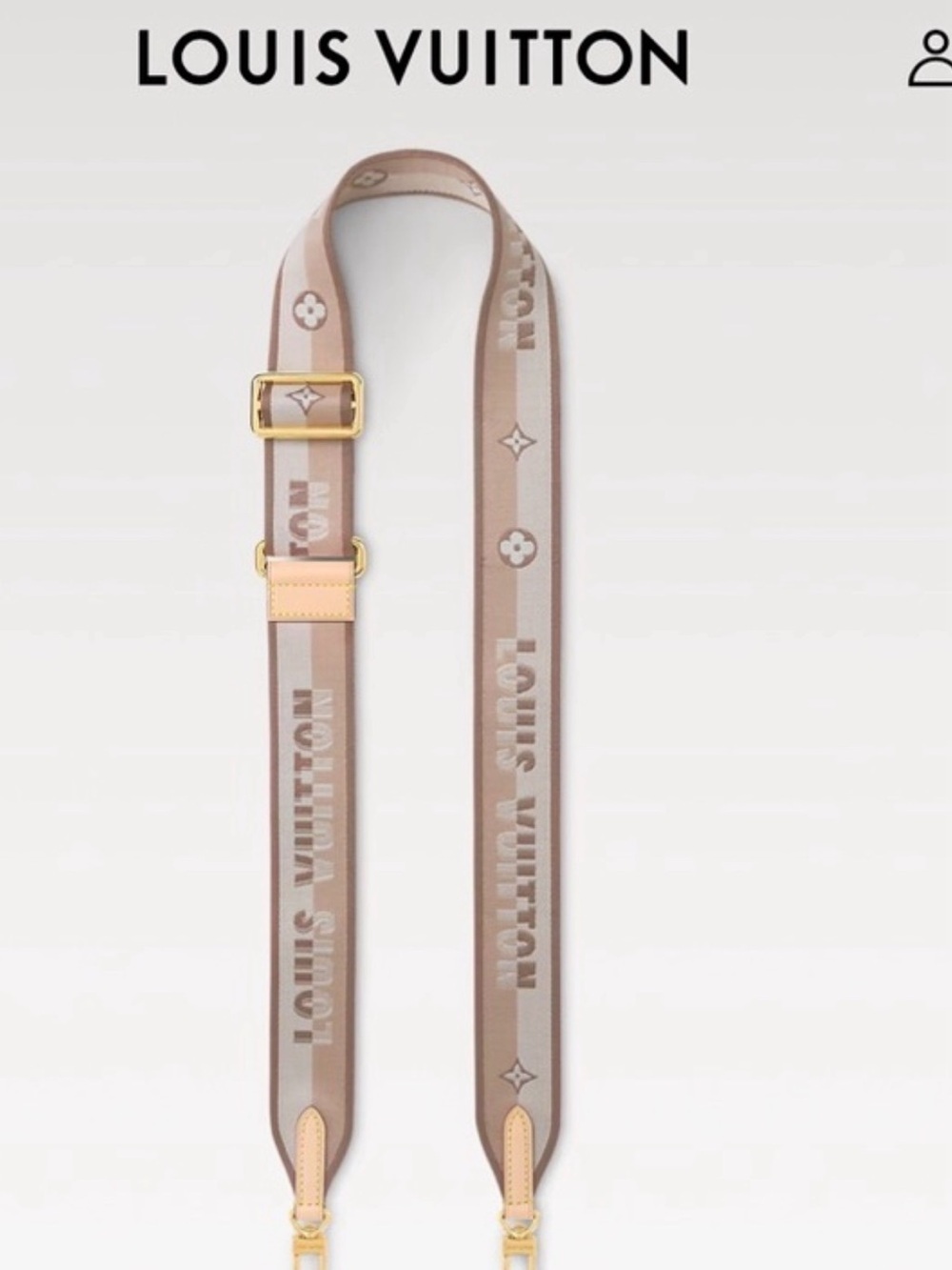 NEW Louis Vuitton Beige Monogram Webbing Strap with Gold Hardware AUTHENTIC